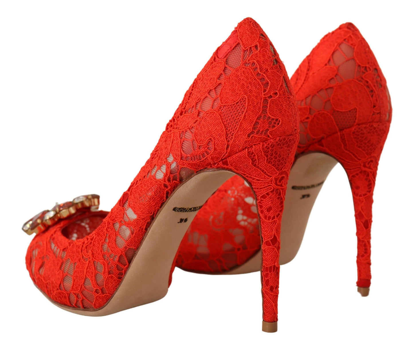 Dolce & Gabbana Rote Taormina Spitze Kristall Heels Pumps