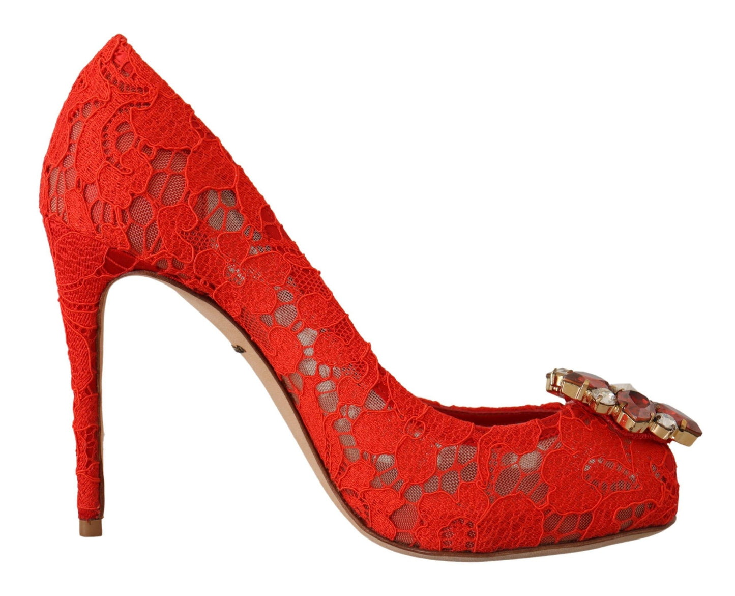 Dolce & Gabbana Rote Taormina Spitze Kristall Heels Pumps