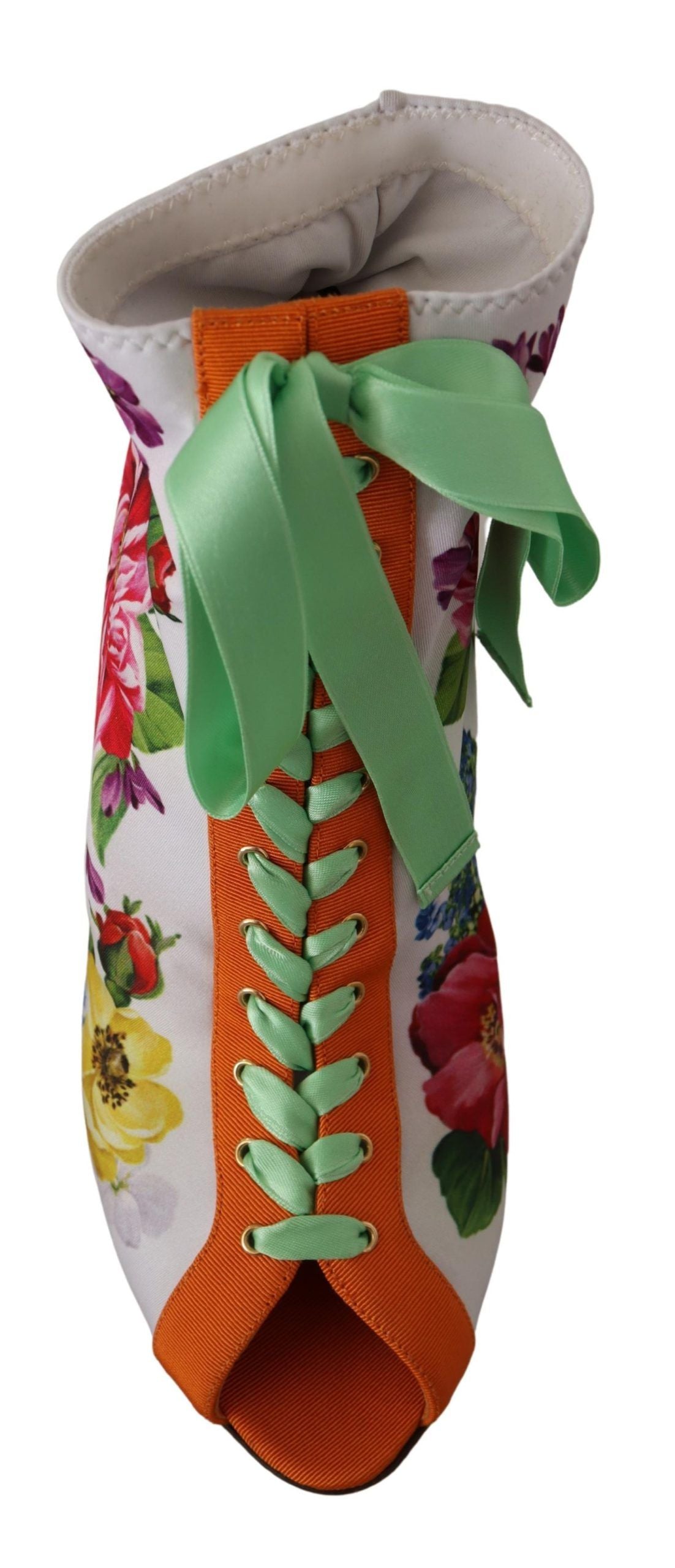 Dolce & Gabbana Weiße Jersey Stretch Stiefel Offene Zehen Heels Schuhe