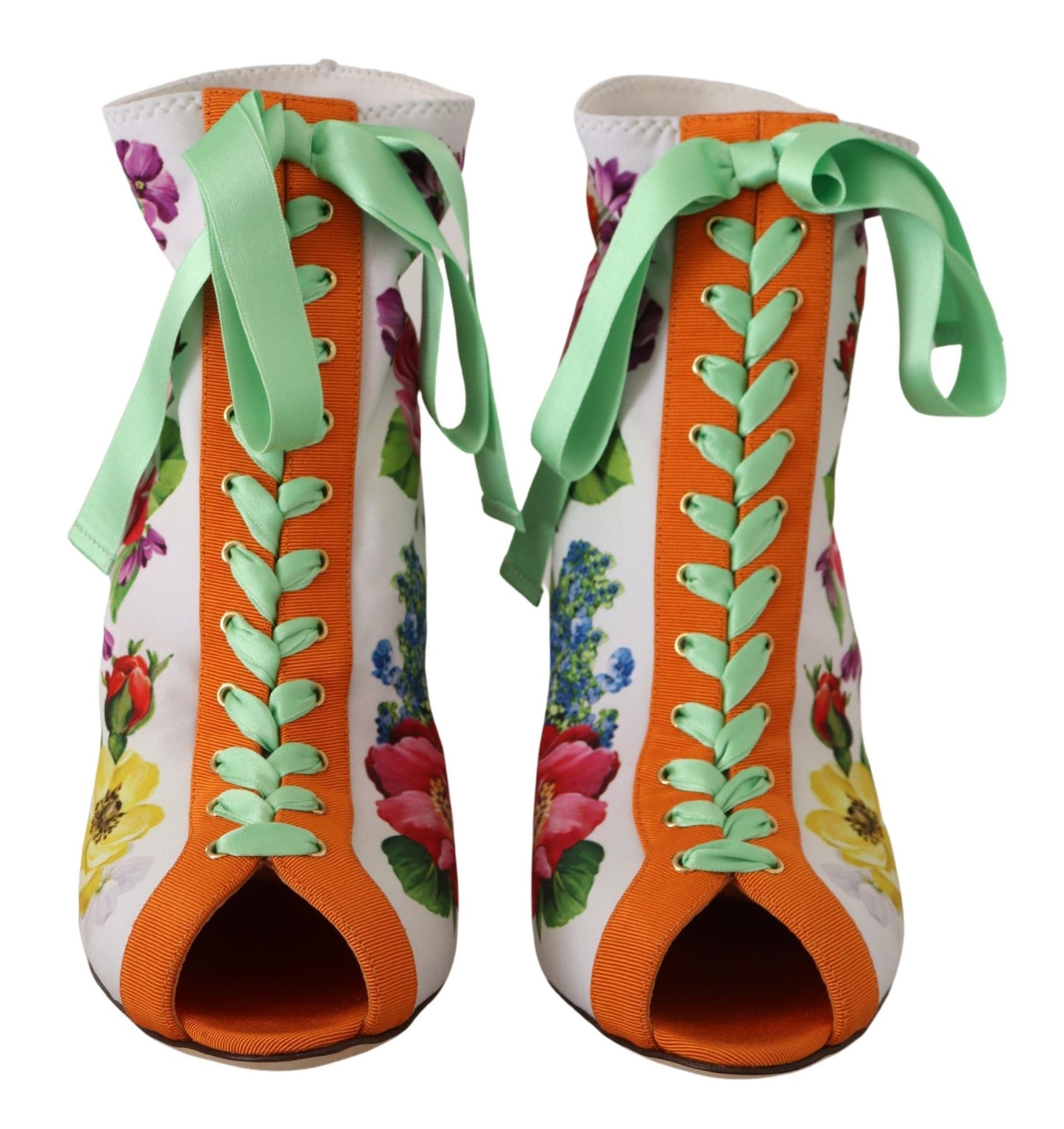 Dolce & Gabbana Weiße Jersey Stretch Stiefel Offene Zehen Heels Schuhe