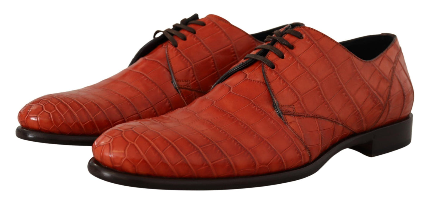 Dolce & Gabbana Orangefarbene Derby-Schuhe aus exotischem Leder