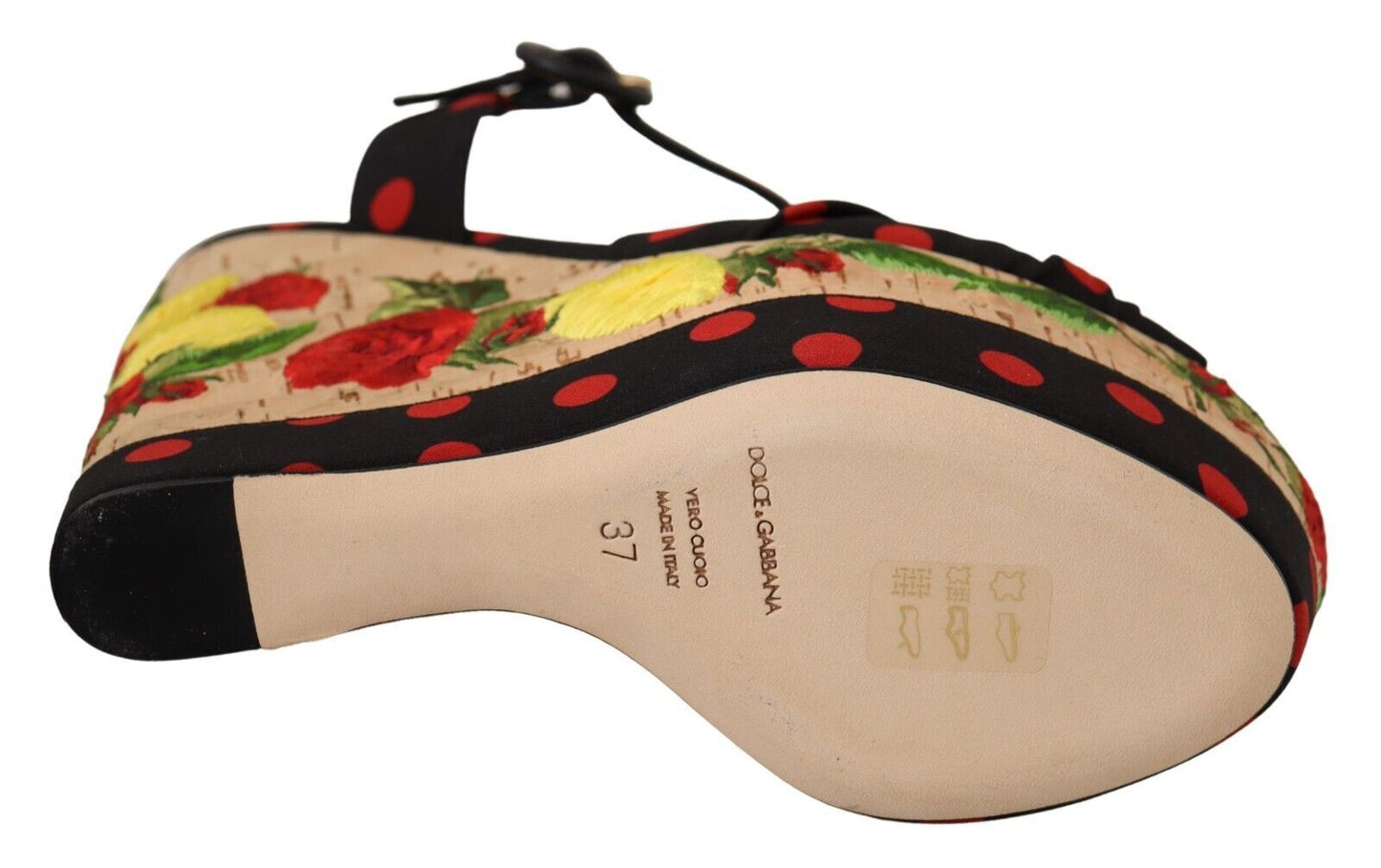 Dolce & Gabbana Multicolor Plateau Keile Sandalen Charmeuse Schuhe