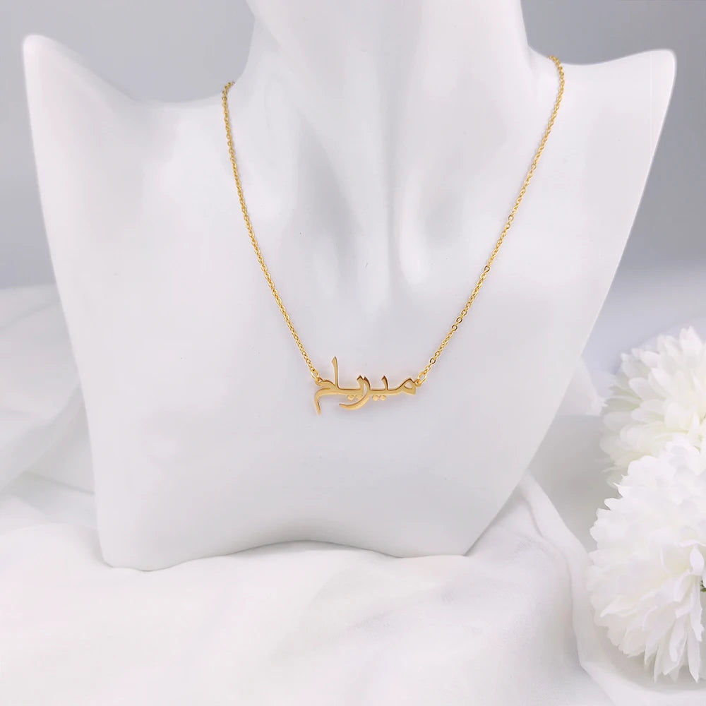 Customized Arabic Name Necklace Stainless Steel Nameplate Pendant Ethnic Necklace for Women