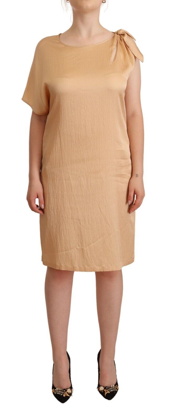 Moschino Beige Einärmeliges knielanges Etuikleid