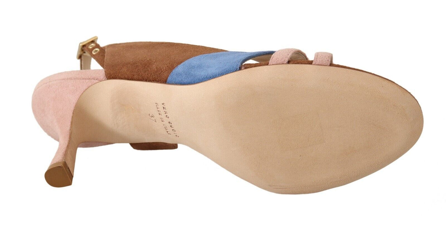 GIA COUTURE Multicolor Wildleder Leder Slingback Heels Sandalen Schuhe