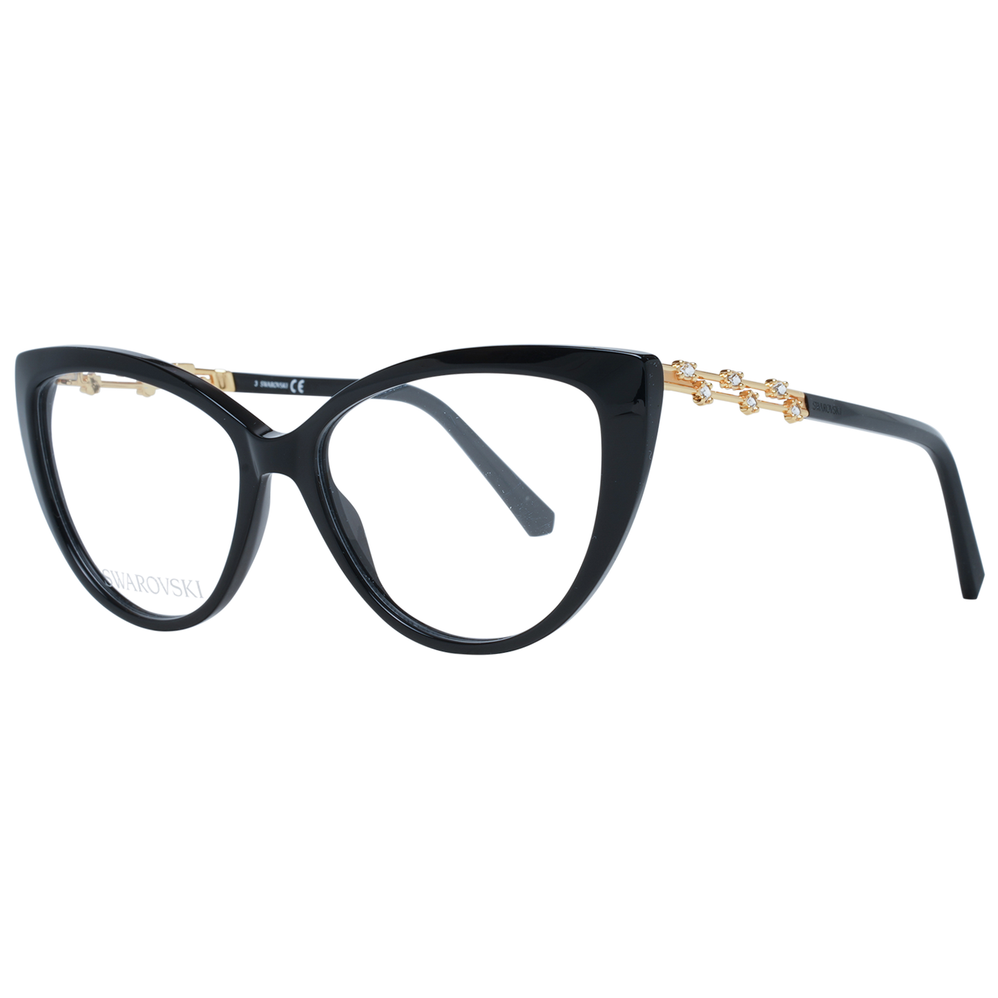 Swarovski Elegante schwarze Designerbrille mit Katzenaugen