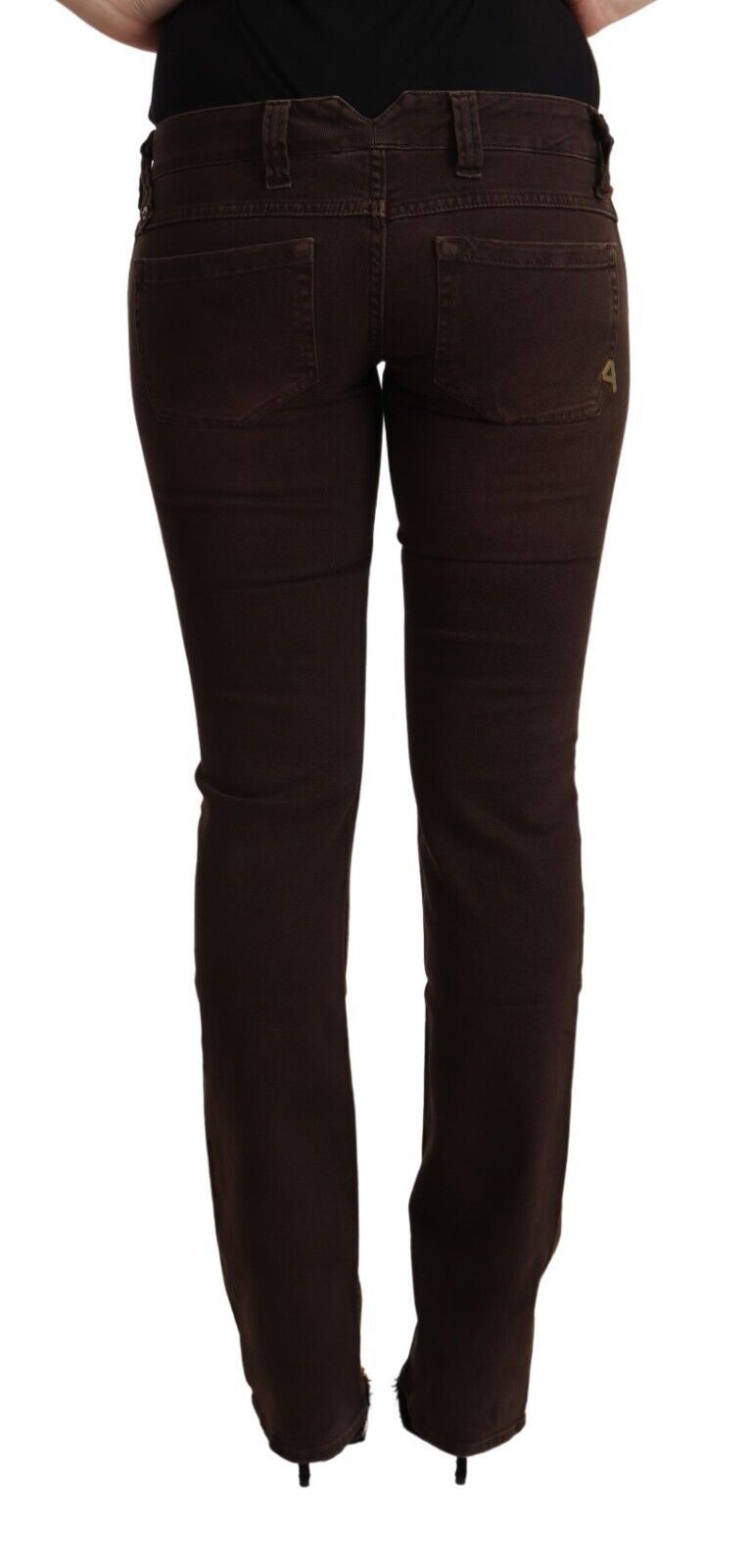 CYCLE Braune Baumwoll-Stretchjeans mit niedriger Taille und schmaler Passform aus Denim