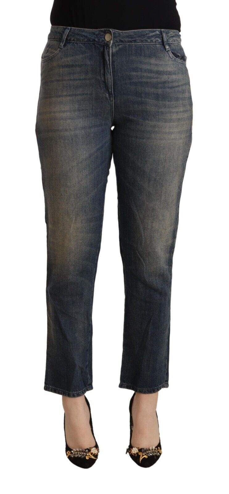 Twinset Blau gewaschene Baumwolle Cropped Capri Damen Denim Jeans