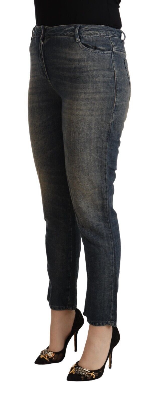 Twinset Blau gewaschene Baumwolle Cropped Capri Damen Denim Jeans