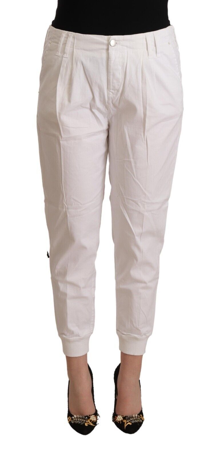 Met Weiße konisch zulaufende Hose aus Baumwolle mit mittlerer Taille