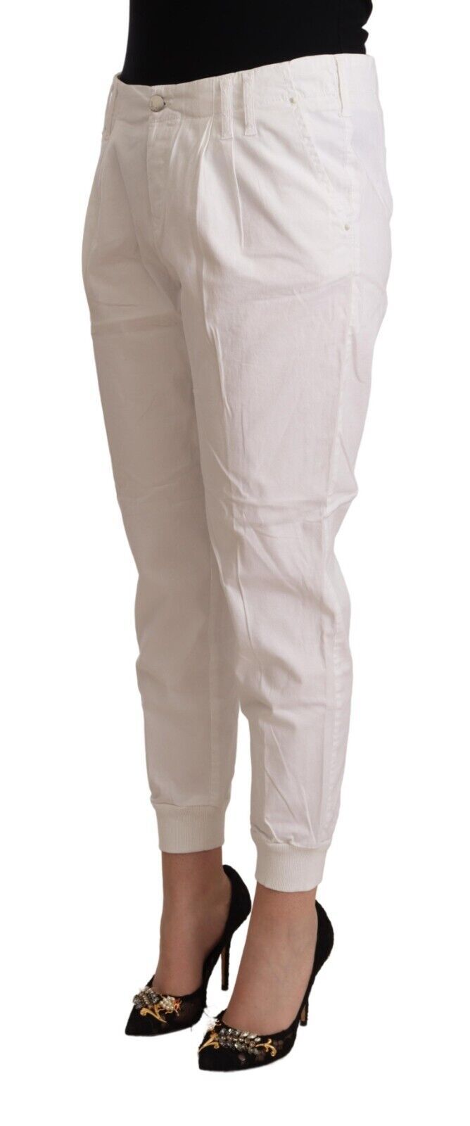 Met Weiße konisch zulaufende Hose aus Baumwolle mit mittlerer Taille