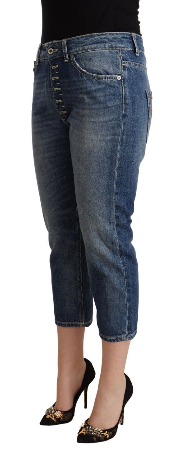 Dondup Blau gewaschene Capri-Denim-Jeans mit mittlerer Taille