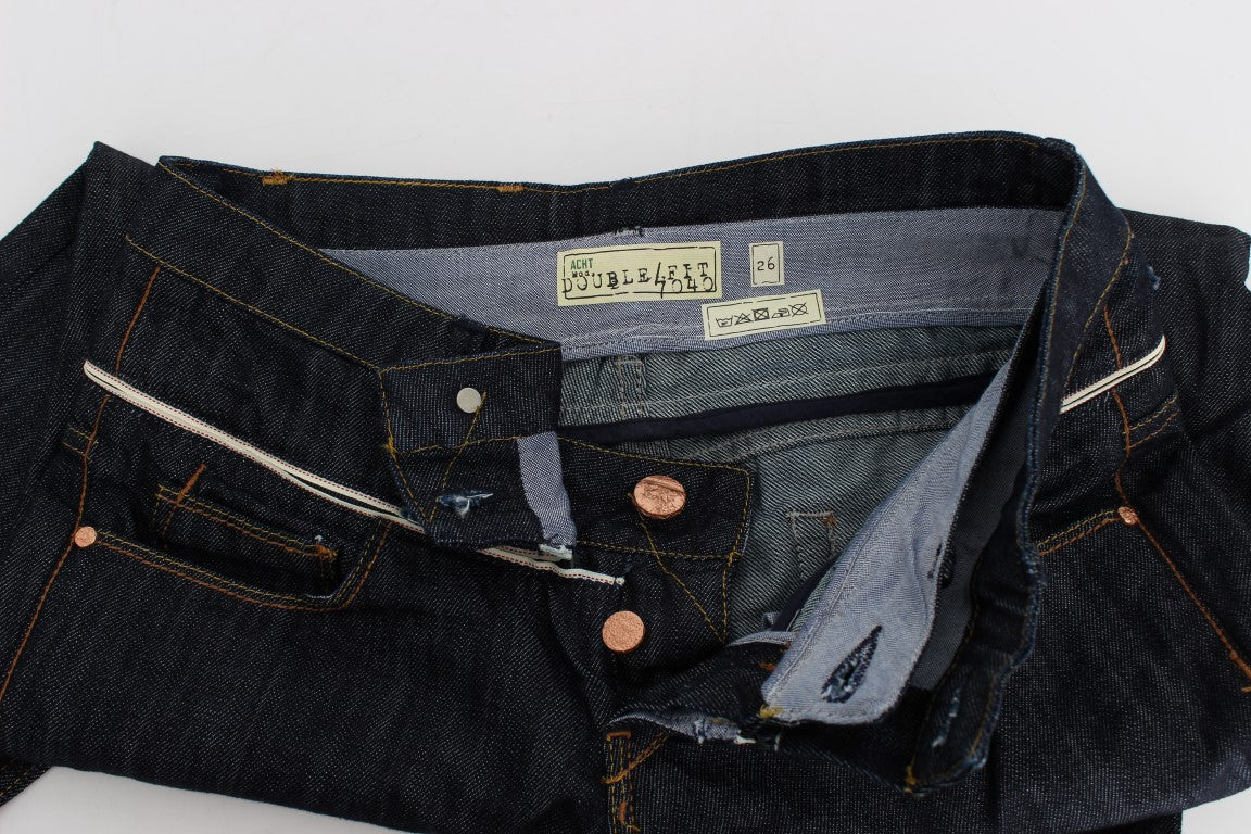 Acht Blaue Denim-Baumwollhosen Straight Fit Jeans