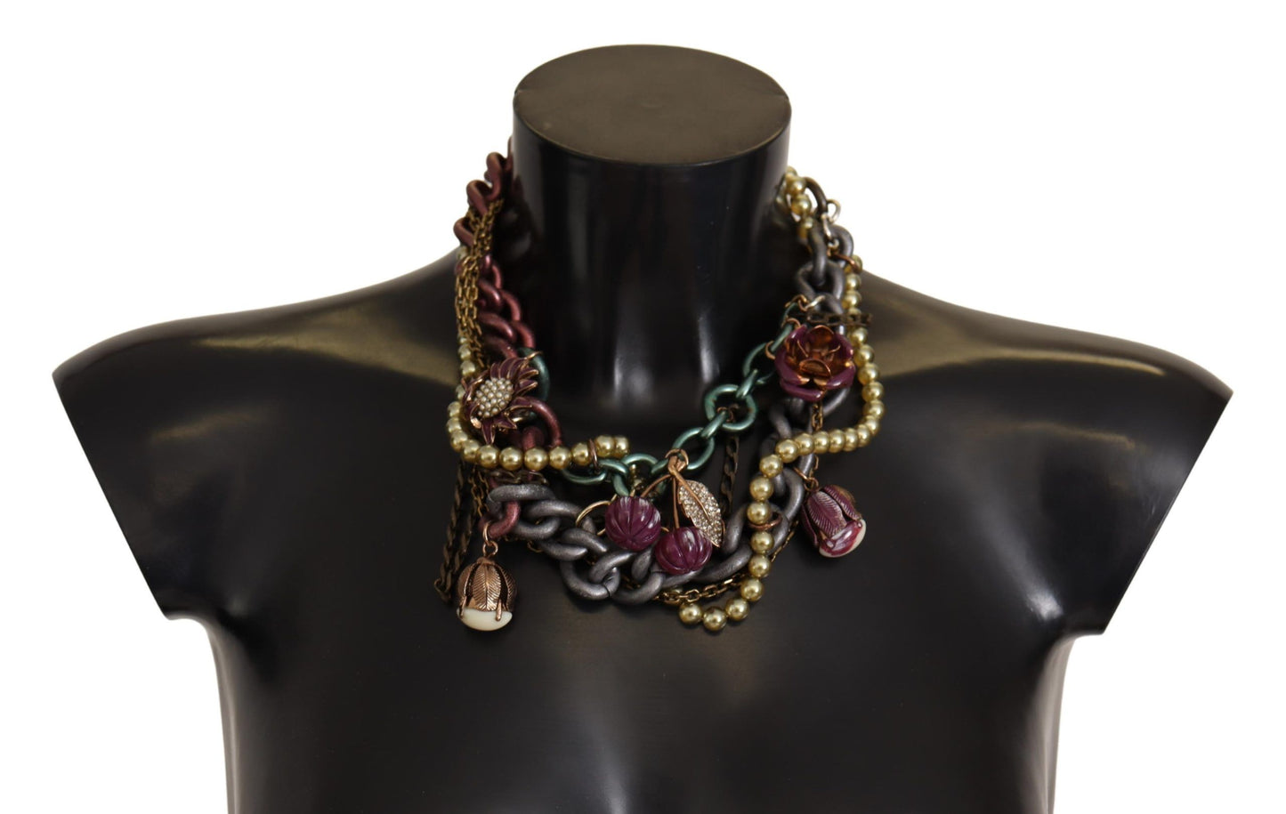 Dolce & Gabbana Goldmessing Sizilien Floral Kristall Statement Halskette