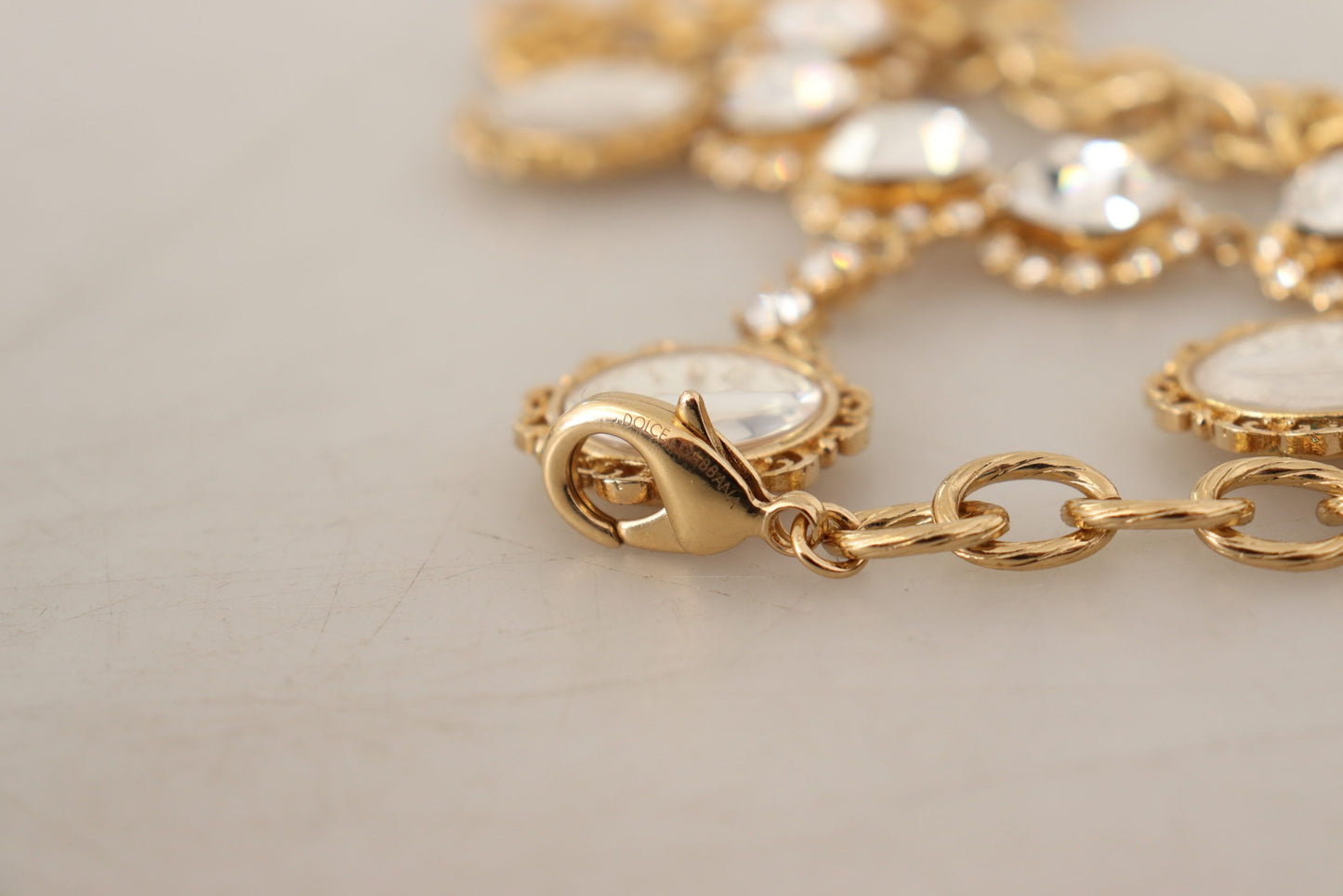 Dolce & Gabbana Gold Uhr Statement Kristallkette Halskette