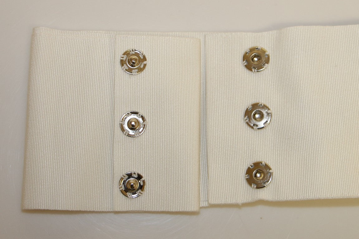 Dolce & Gabbana Weißer Kristall-Messing-Gürtel mit breiter Taille Laufsteg