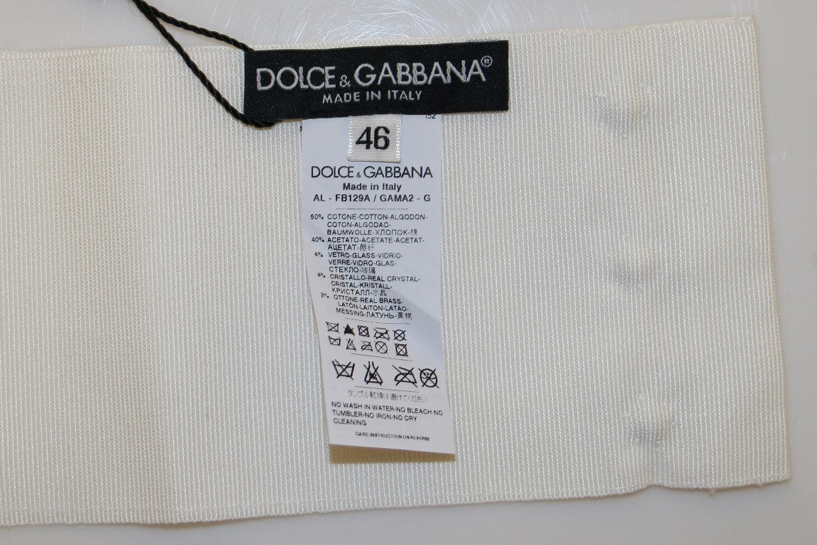 Dolce & Gabbana Weißer Kristall-Messing-Gürtel mit breiter Taille Laufsteg