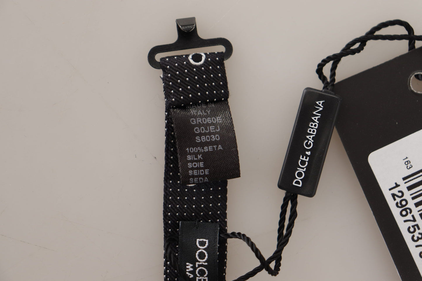 Dolce & Gabbana Schwarz-Weiß gepunktet 100% Seide Hals Papillon Krawatte