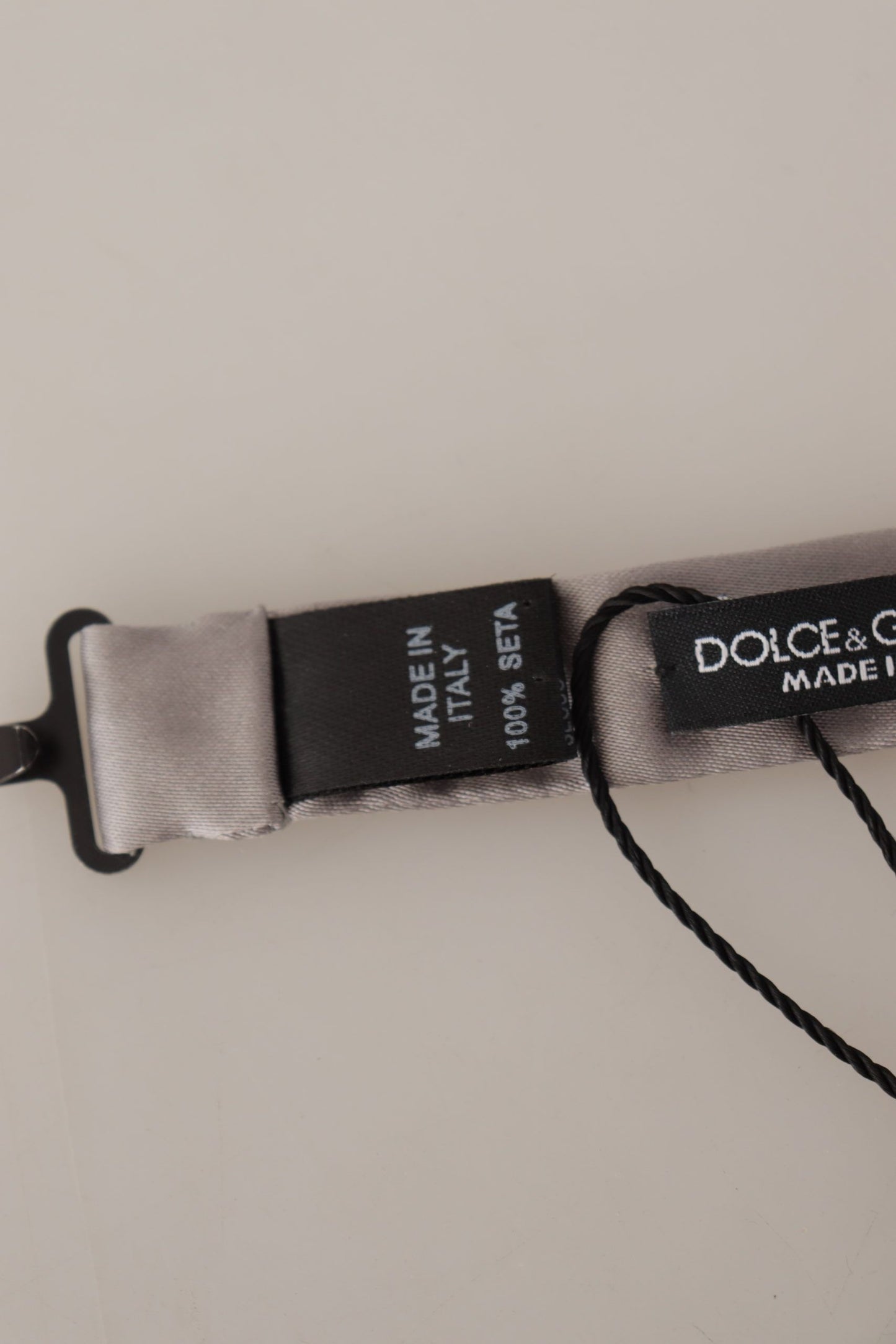 Dolce & Gabbana Silberne 100% Seide Schlank Einstellbare Hals Papillon Krawatte