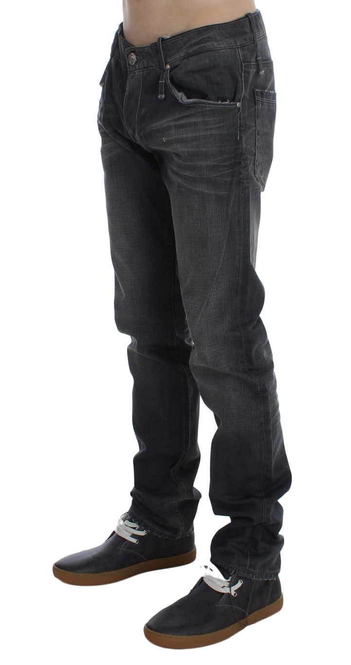 Acht Graue Baumwolle Regular Low Fit Jeans