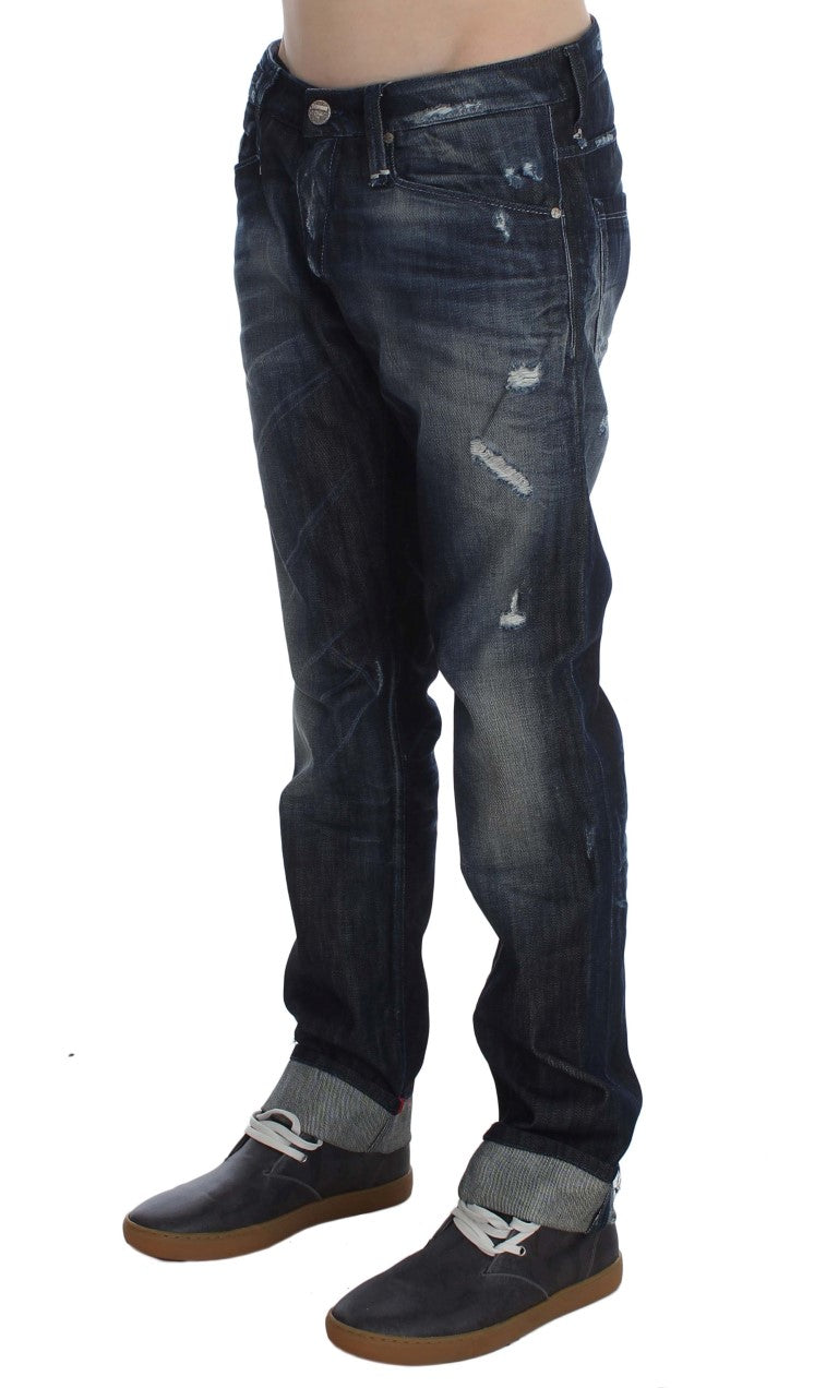 Acht Blaue Baumwolle Regular Straight Fit Jeans