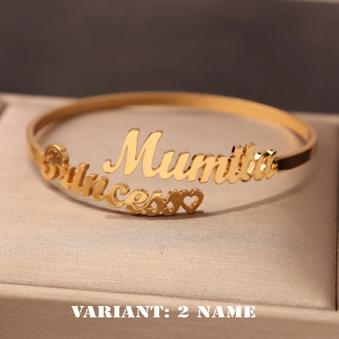 Luxus Personalisiertes Namensarmband – Einzigartig handgefertigtes Bangle in Gold, Silber oder Roségold – Dein individuelles Schmuckstück- perfektes Geschenk