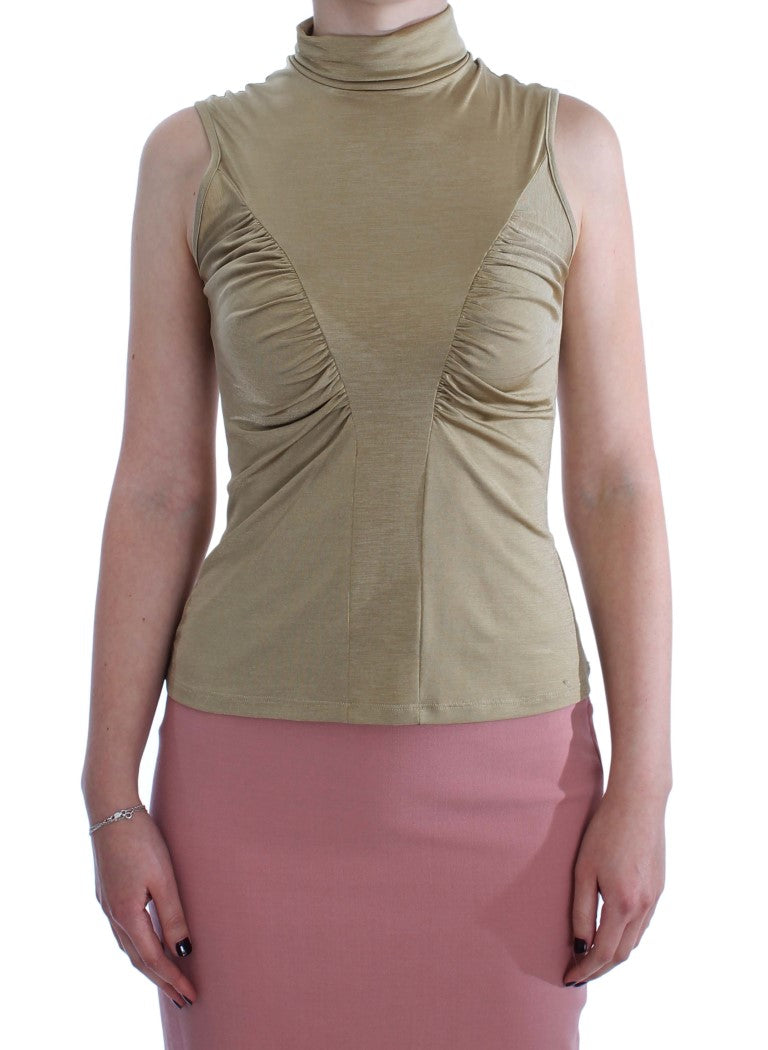 Exte Goldenes Nylon-Rollkragen-Top Bluse