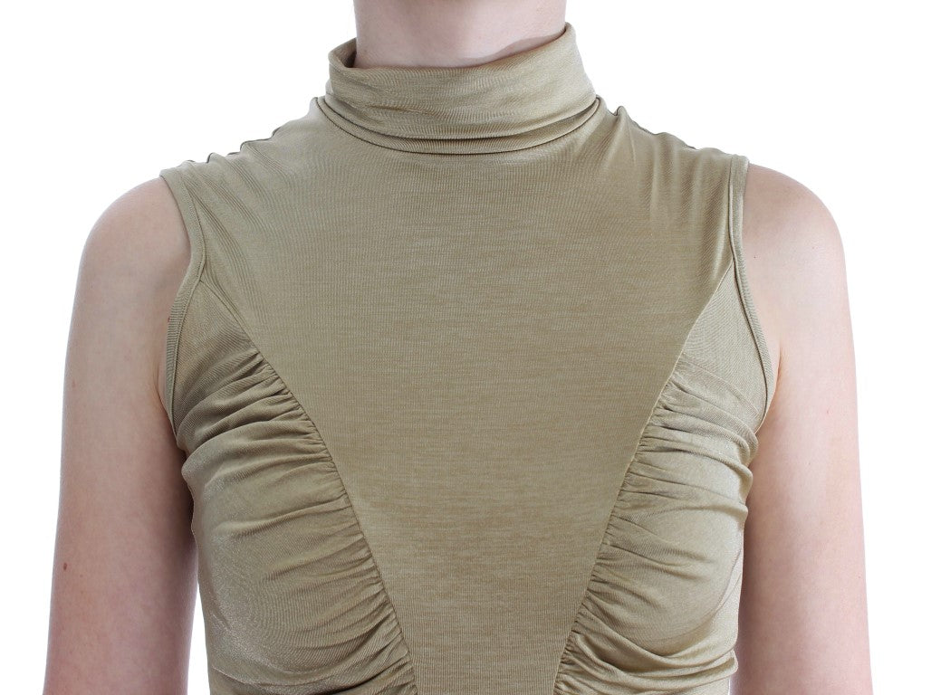 Exte Goldenes Nylon-Rollkragen-Top Bluse