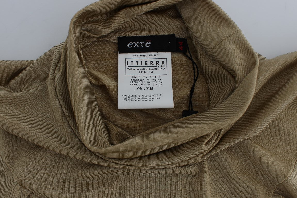Exte Goldenes Nylon-Rollkragen-Top Bluse