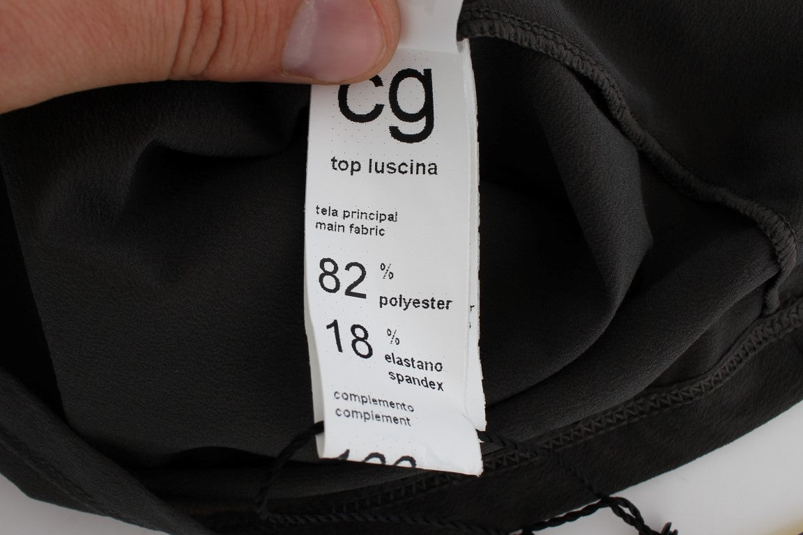 CORA GROPPO Graublaues Stretch-Blusentop