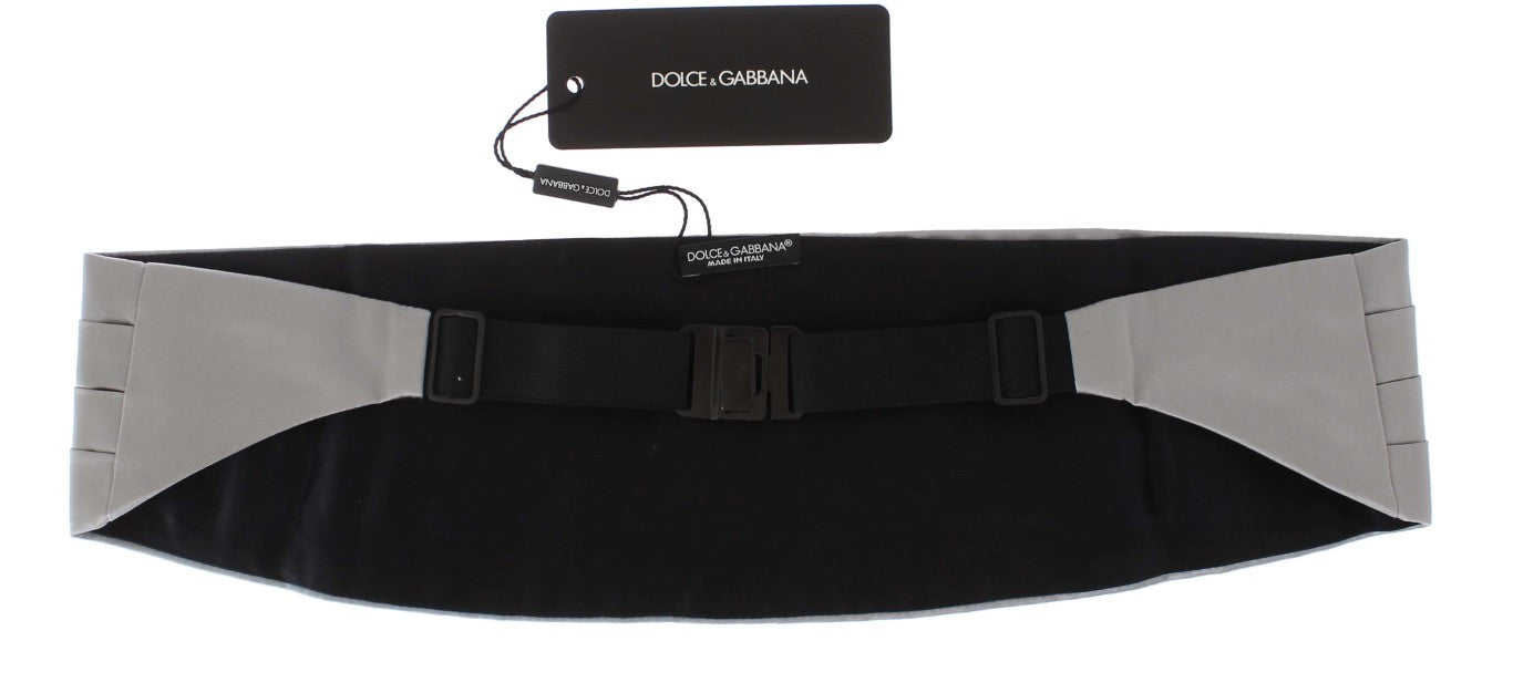 Dolce & Gabbana Silberner breiter Gürtel Seidenkummerbund
