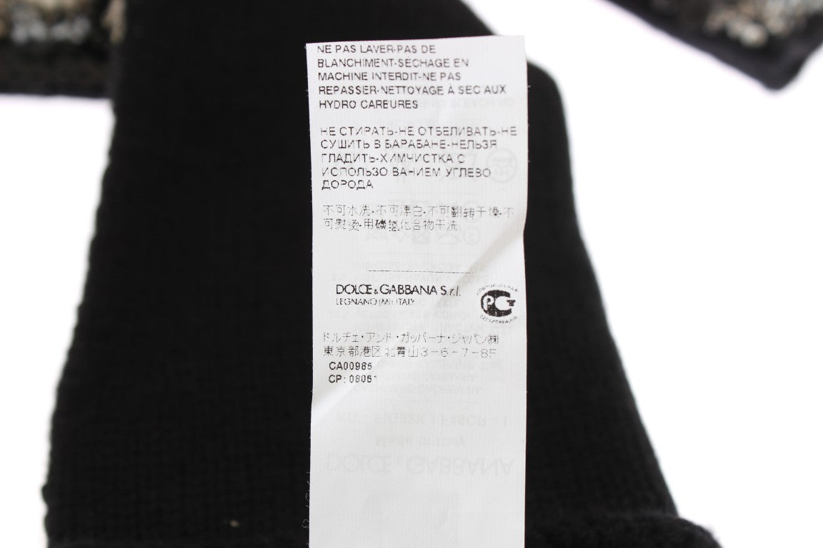 Dolce & Gabbana Schwarze paillettenbesetzte Fingerlose Handschuhe aus Kaschmir