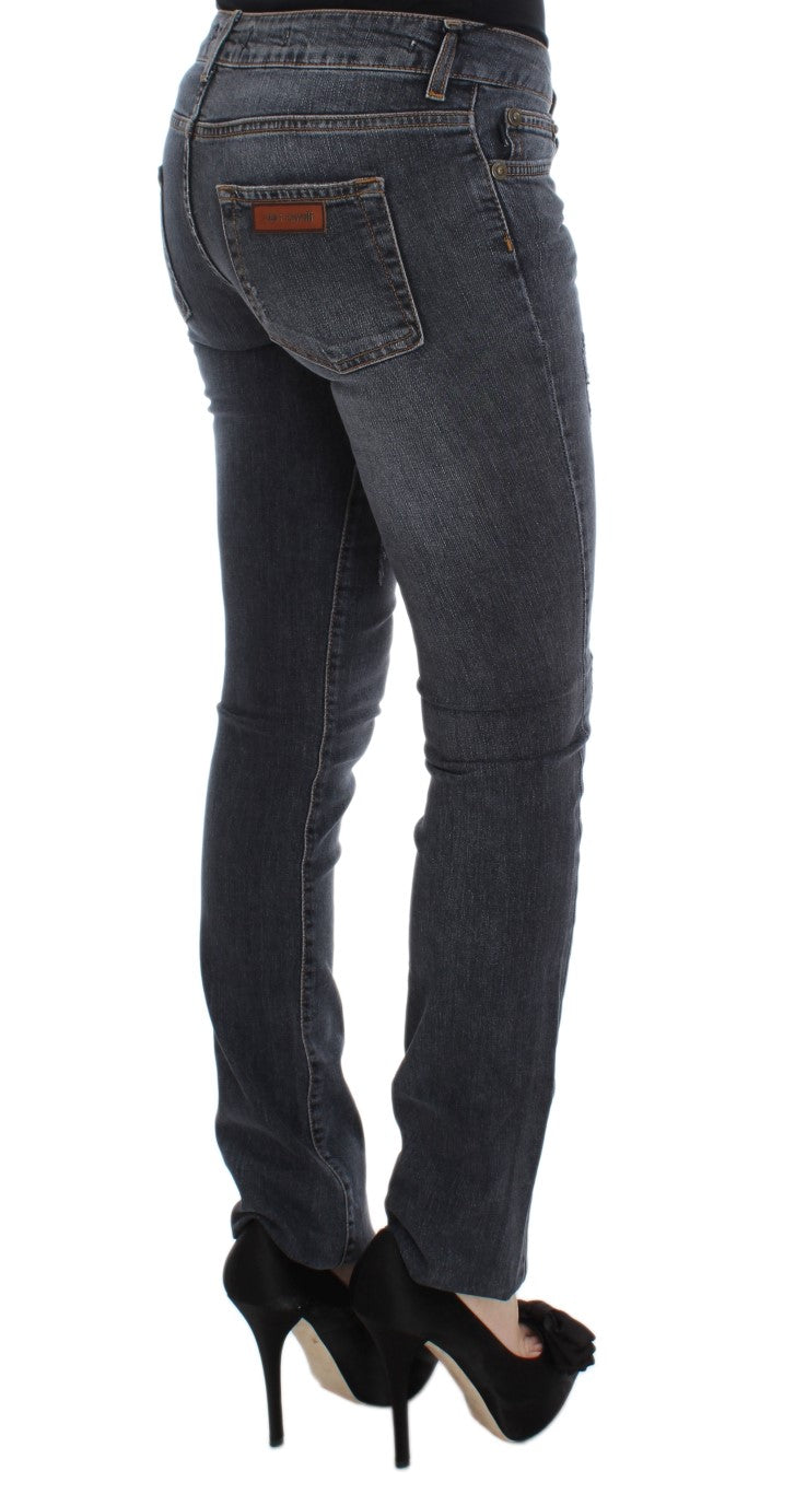 Cavalli Blaue Waschung Baumwollmischung Slim Fit Jeans