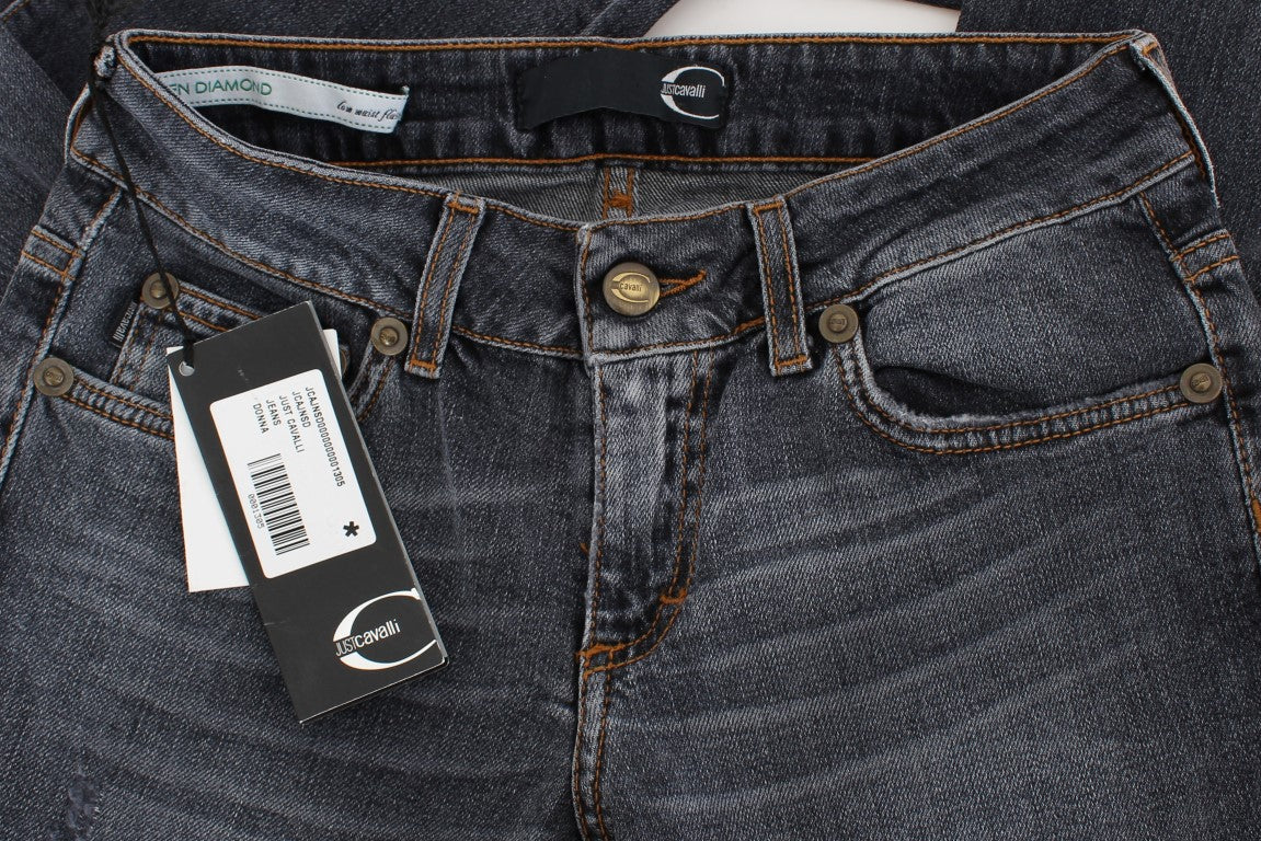 Cavalli Blaue Waschung Baumwollmischung Slim Fit Jeans