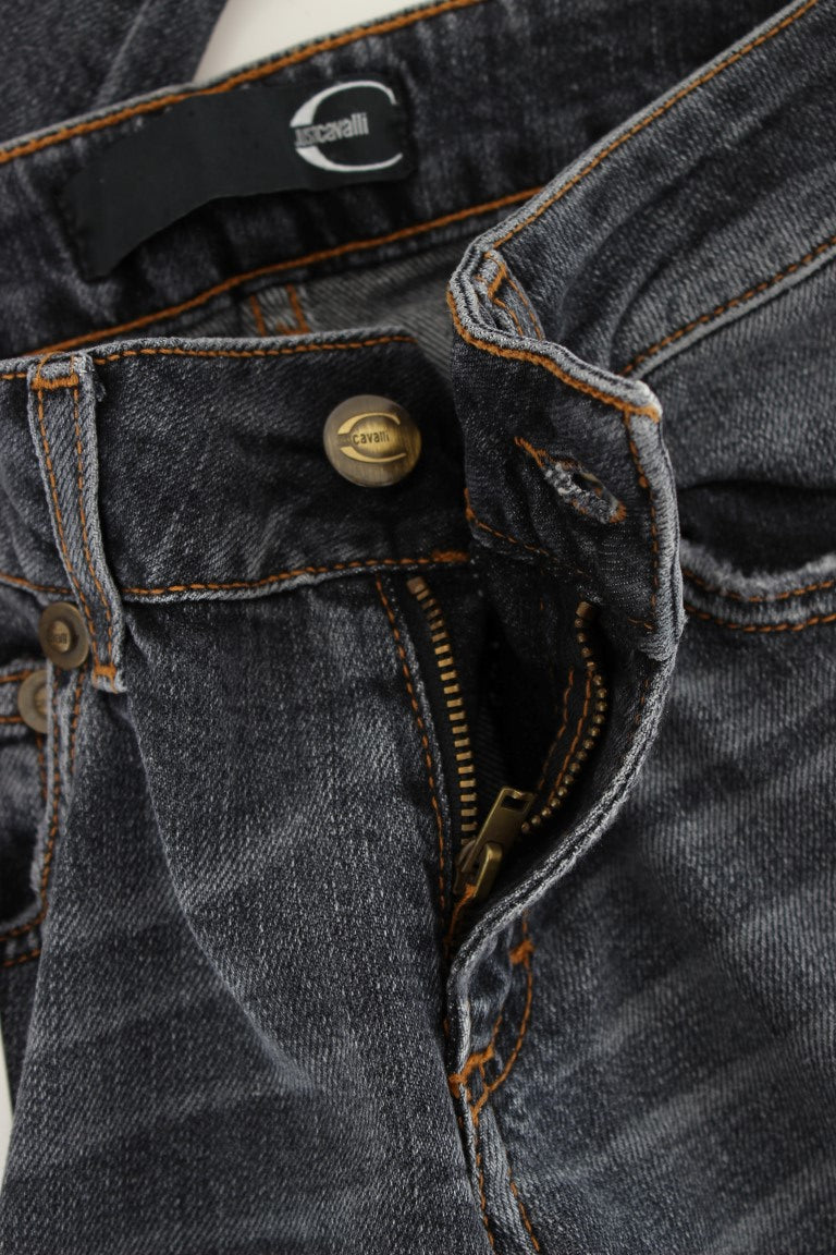 Cavalli Blaue Waschung Baumwollmischung Slim Fit Jeans