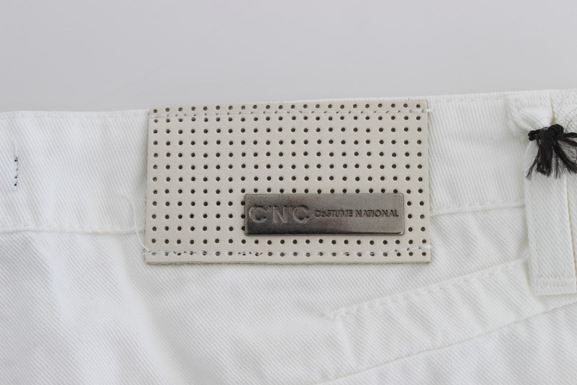 Costume National Weiße Slim Fit Denim Bootcut Jeans aus Baumwolle