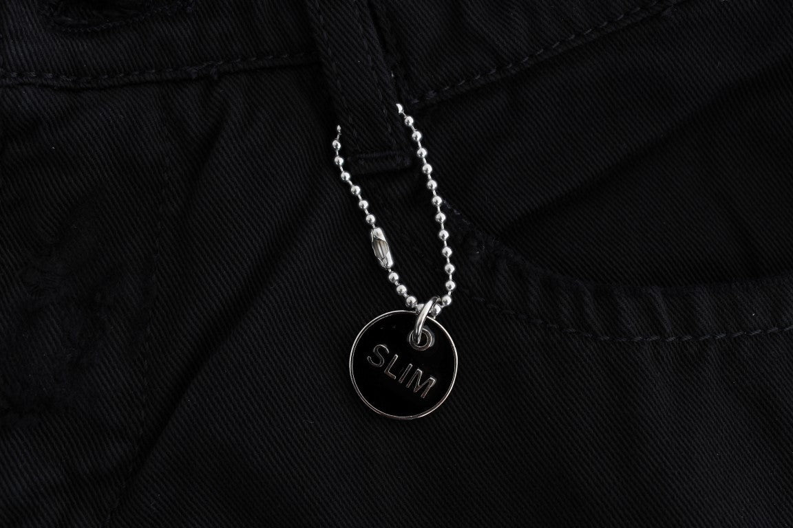 Costume National Schwarze Slim Fit Bootcut-Jeans aus Baumwolle