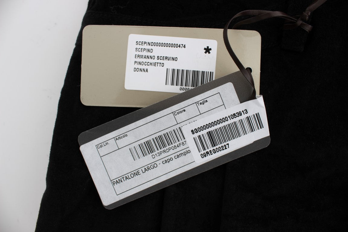 Ermanno Scervino Schwarze Capri-Bootcut-Hose aus Samt und Baumwolle
