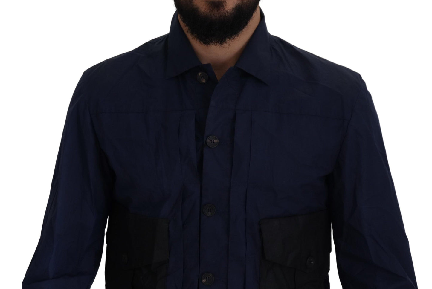 Dsquared² Dunkelblaues Baumwollhemd mit langen Ärmeln und Kragen Freizeithemd