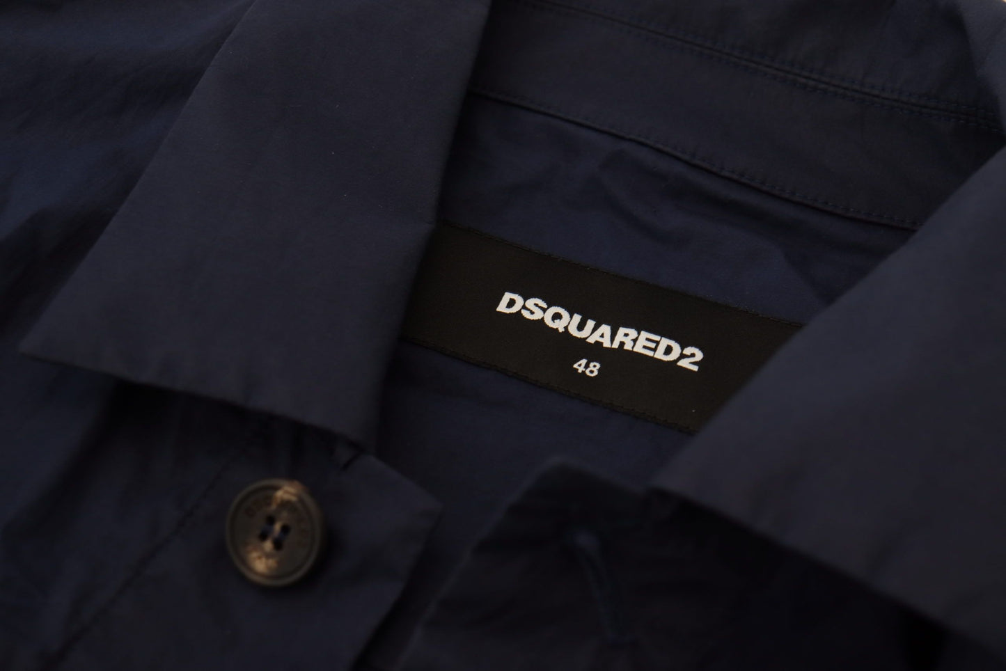 Dsquared² Dunkelblaues Baumwollhemd mit langen Ärmeln und Kragen Freizeithemd