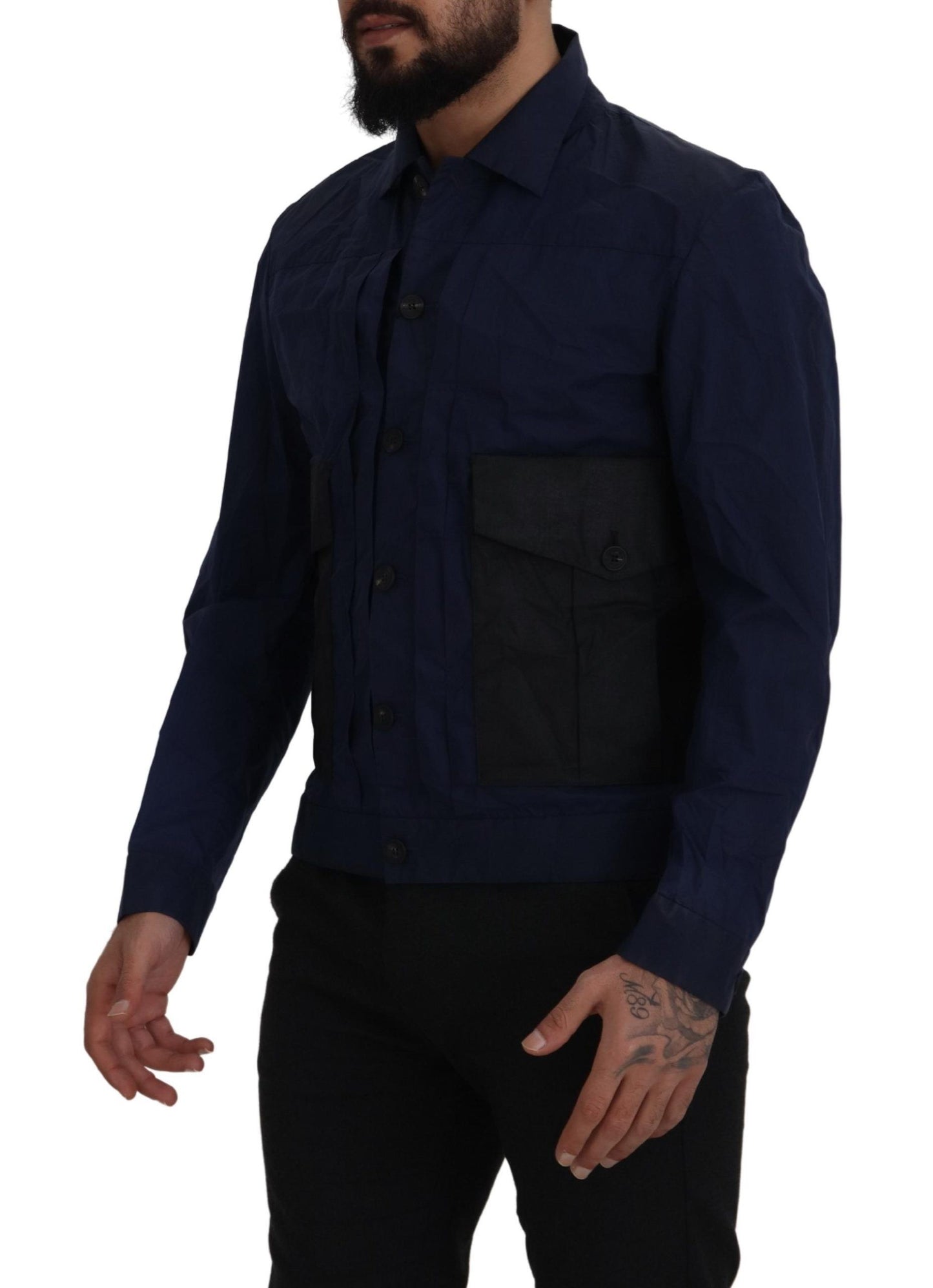 Dsquared² Dunkelblaues Baumwollhemd mit langen Ärmeln und Kragen Freizeithemd