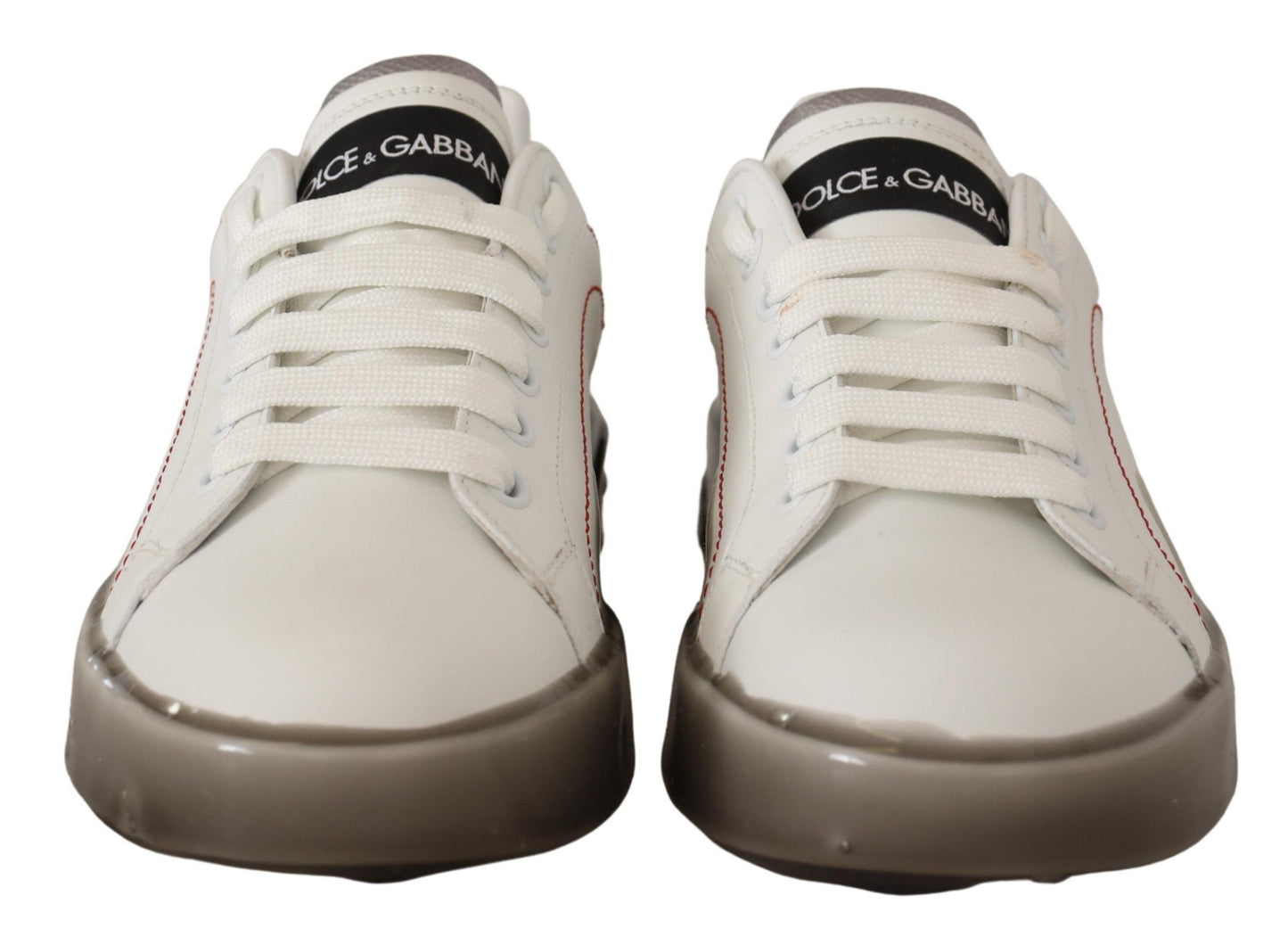 Dolce & Gabbana Weiße Lederschuhe Damen Logo Portofino Sneakers