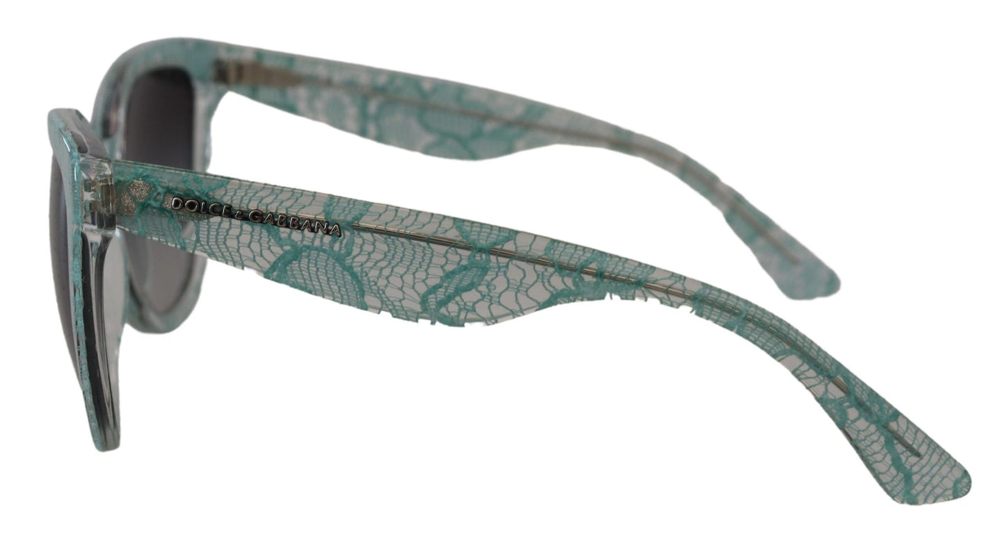 Dolce & Gabbana Blaue Spitze Acetat Kristall Runde DG4190 Sonnenbrille