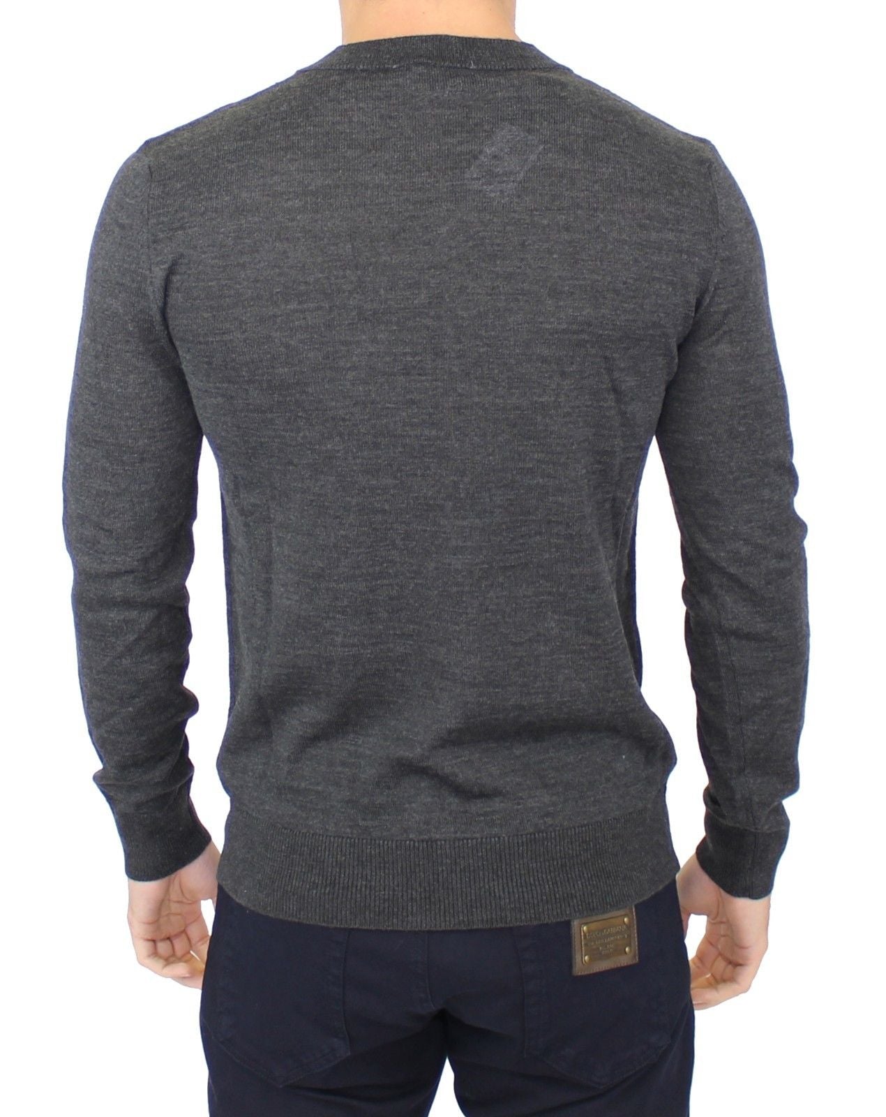 Ermanno Scervino Grauer Pullover mit V-Ausschnitt aus Wollmischung