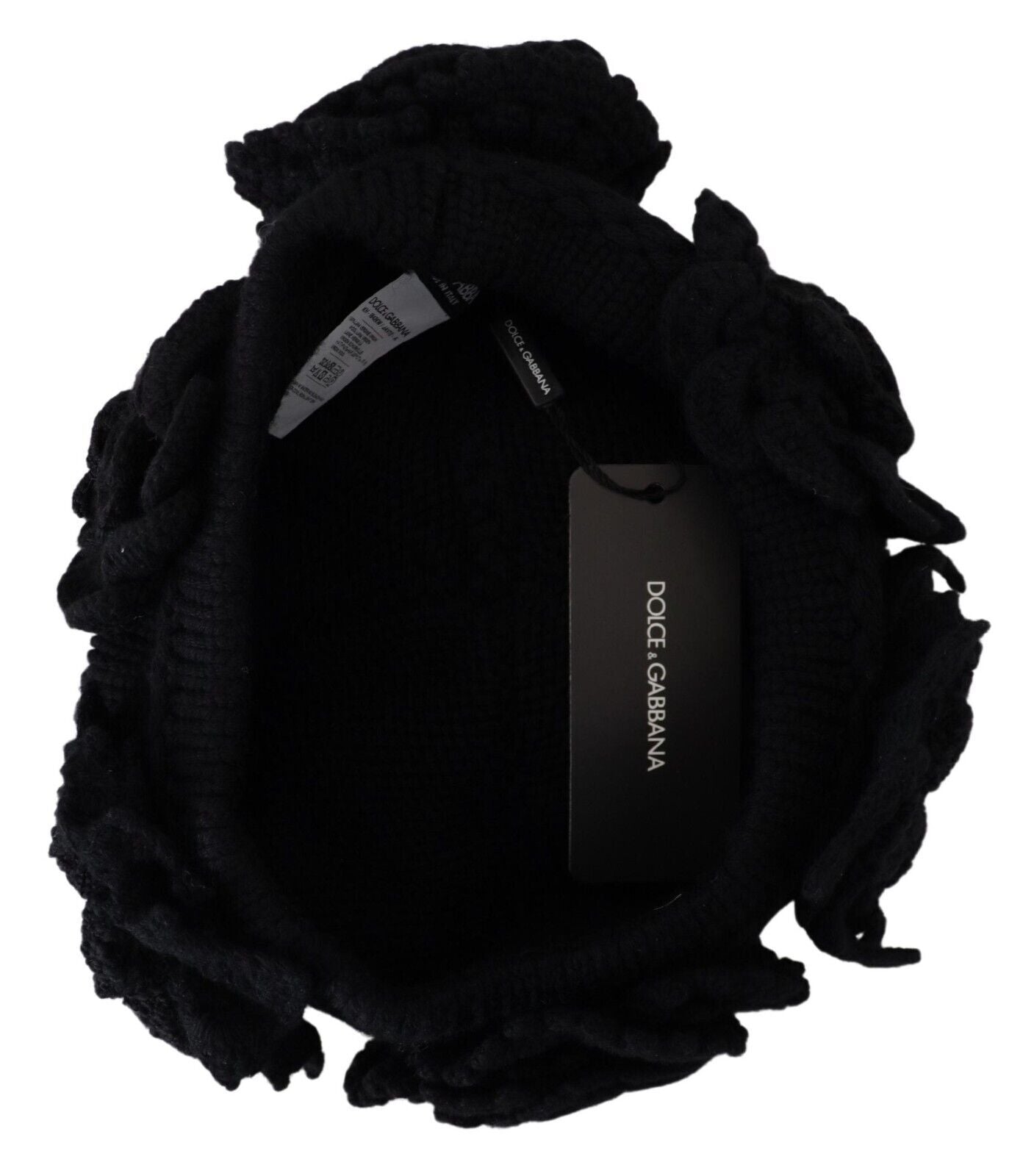 Dolce & Gabbana Schwarze Wollstrick Winter Beanie Mütze