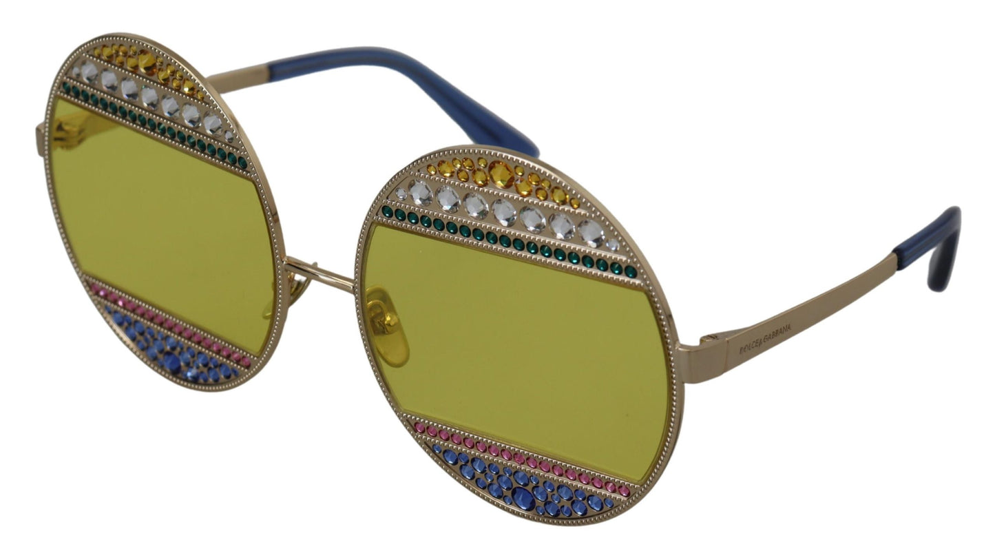 Dolce & Gabbana Gold Oval Metall Kristalle Shades DG2209B Sonnenbrille