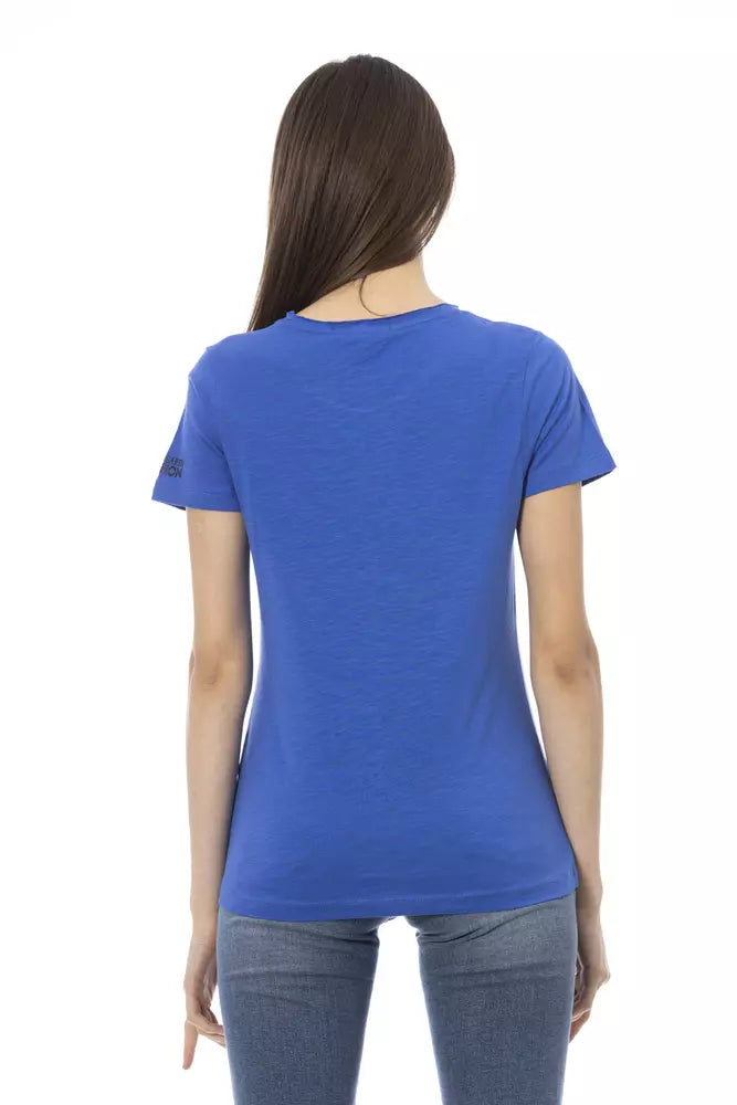 Trussardi Action T-Shirt aus blauer Baumwolle für Frauen