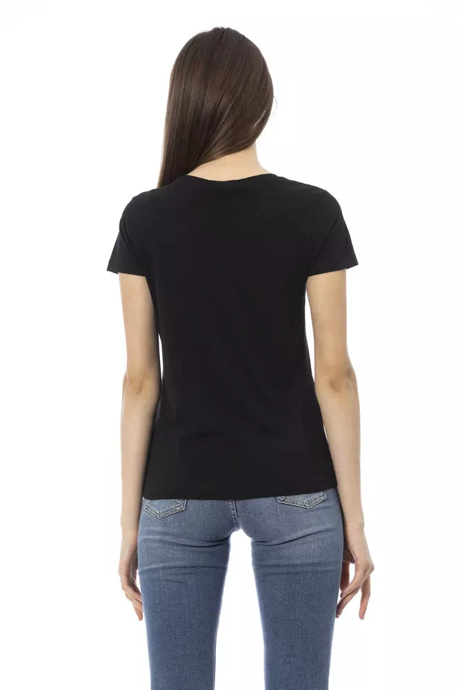 Trussardi Action Schwarzes Baumwoll-T-Shirt für Frauen