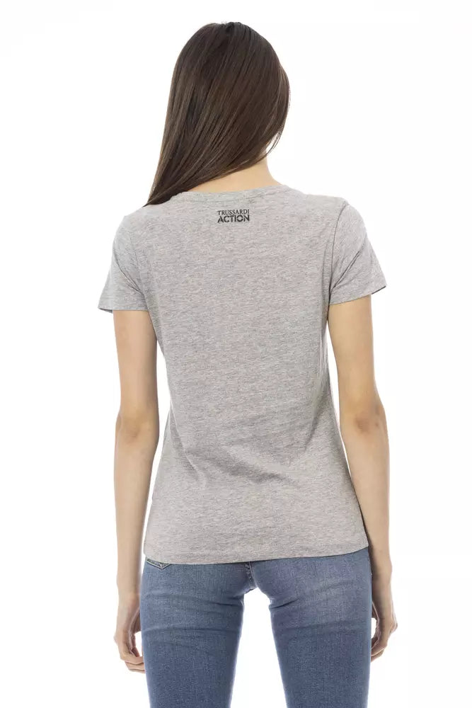 Trussardi Action Graues Baumwoll-T-Shirt für Frauen