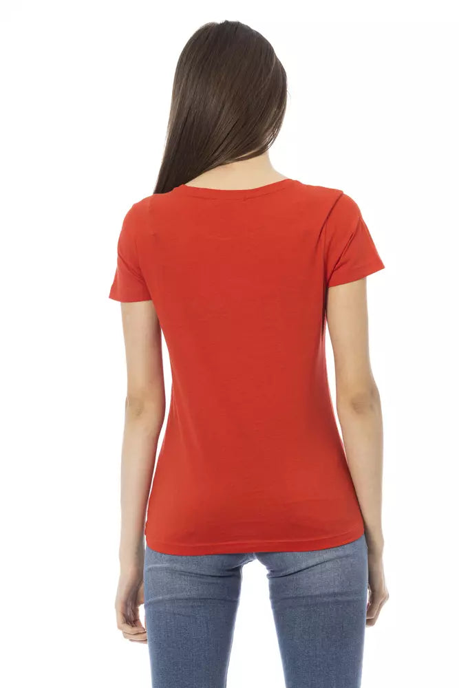 Trussardi Action Rotes Baumwoll-T-Shirt für Frauen